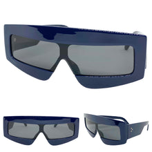 Oversized Modern Retro Shield Style SUNGLASSES Large Blue Frame 2131