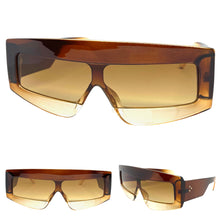 Oversized Modern Retro Shield Style SUNGLASSES Large Brown Frame 2131