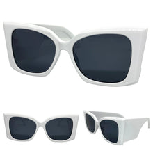 Oversized Exaggerated Retro Cat Eye Style SUNGLASSES Super Thick White Frame 2147