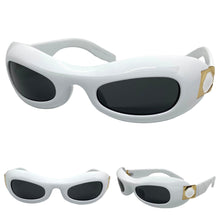 Modern Retro Party Club Raver SUNGLASSES Funky White Frame E1920