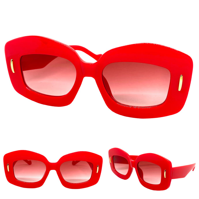 Oversized Exaggerated Vintage Retro Style SUNGLASSES Large Red Frame 2130