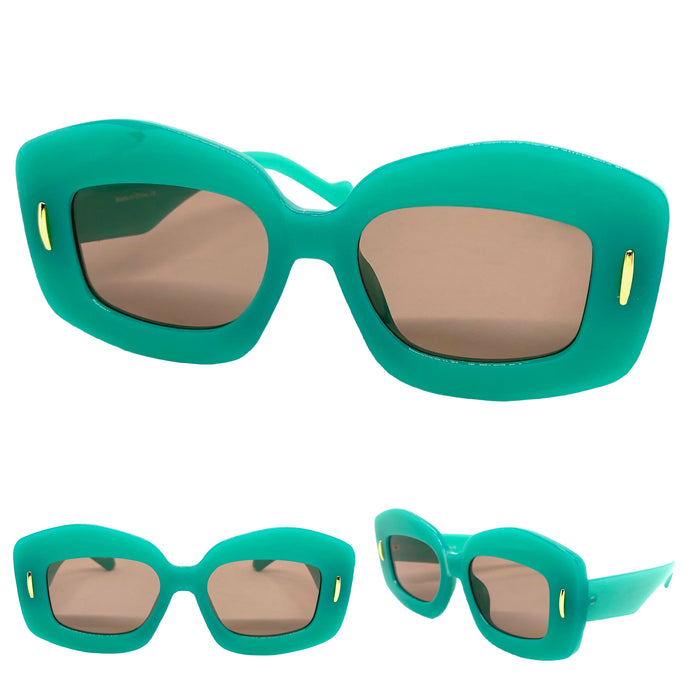 Oversized Exaggerated Vintage Retro Style SUNGLASSES Large Turquoise Frame 2130