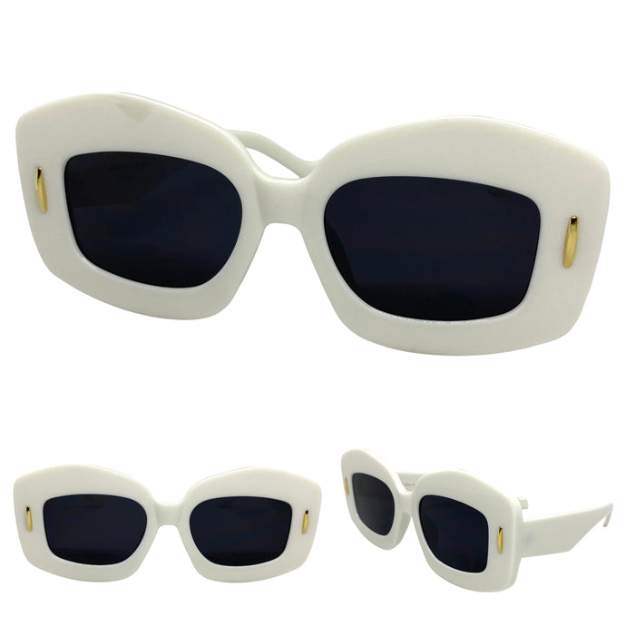 Oversized Exaggerated Vintage Retro Style SUNGLASSES Large White Frame 2130