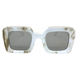 Classic Luxury Retro Hip Hop Style SUNGLASSES Large Square Marble Frame 2070