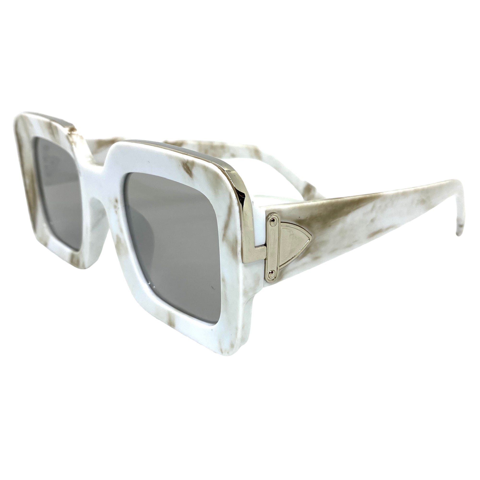 OFF-WHITE Arthur Square Frame Sunglasses Yellow Marble/White