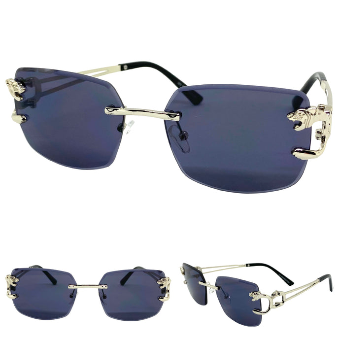 Men's Classy Elegant Luxury Modern Retro Style SUNGLASSES Rimless Silver Frame 27615