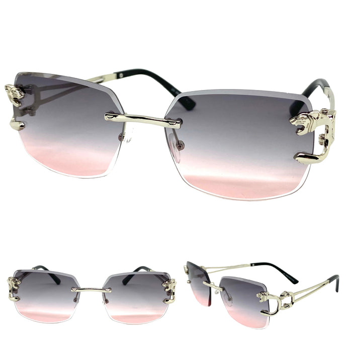 Men's Classy Elegant Luxury Modern Retro Style SUNGLASSES Rimless Silver Frame 27615
