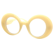 Oversized Exaggerated Retro Style Clear Lens EYEGLASSES Large Round Cream Optical Frame - RX Capable 81159