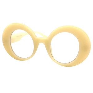 Oversized Exaggerated Retro Style Clear Lens EYEGLASSES Large Round Cream Optical Frame - RX Capable 81159