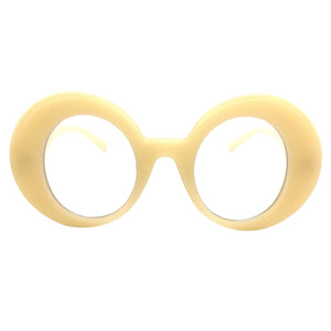 Oversized Exaggerated Retro Style Clear Lens EYEGLASSES Large Round Cream Optical Frame - RX Capable 81159