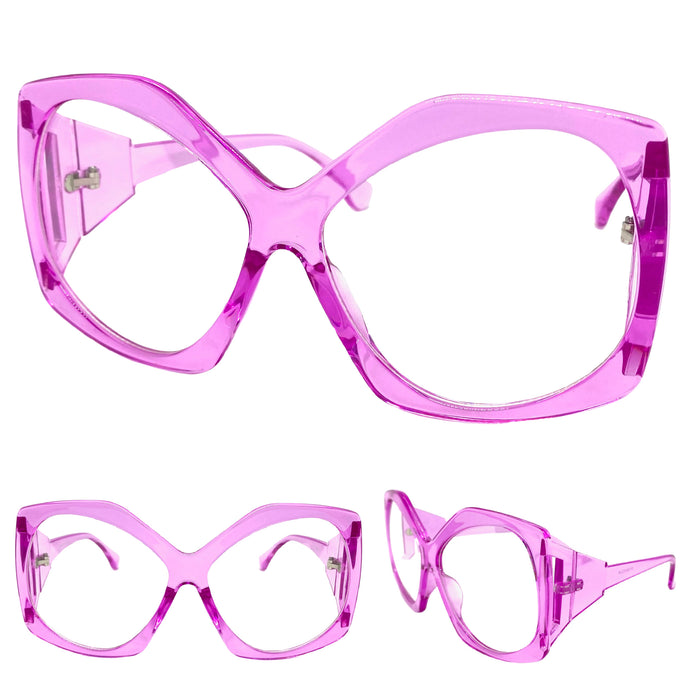 Oversized Exaggerated Retro Style Clear Lens EYEGLASSES Large Fuchsia Optical Frame - RX Capable 81161