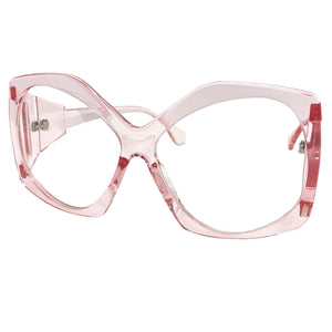 Oversized Exaggerated Retro Style Clear Lens EYEGLASSES Large Pink Optical Frame - RX Capable 81161