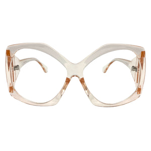 Oversized Exaggerated Retro Style Clear Lens EYEGLASSES Large Champagne Optical Frame - RX Capable 81161