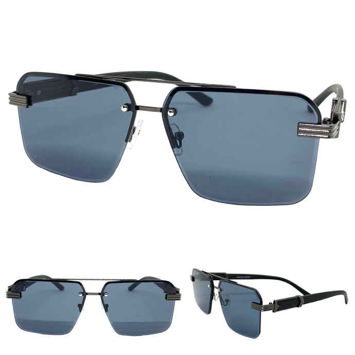 Men's Classy Elegant Luxury Designer Hip Hop Style SUNGLASSES Gunmetal & Wooden Frame WD769