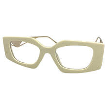 Classy Modern Retro Cat Eye Style Clear Lens EYEGLASSES Cream & Gold Optical Frame - RX Capable 96515