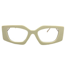 Classy Modern Retro Cat Eye Style Clear Lens EYEGLASSES Cream & Gold Optical Frame - RX Capable 96515