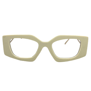 Classy Modern Retro Cat Eye Style Clear Lens EYEGLASSES Cream & Gold Optical Frame - RX Capable 96515