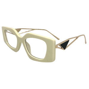 Classy Modern Retro Cat Eye Style Clear Lens EYEGLASSES Cream & Gold Optical Frame - RX Capable 96515