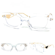 Classy Modern Retro Cat Eye Style Clear Lens EYEGLASSES Transparent & Gold Optical Frame - RX Capable 96515