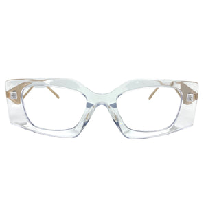 Classy Modern Retro Cat Eye Style Clear Lens EYEGLASSES Transparent & Gold Optical Frame - RX Capable 96515