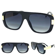 Classic Luxury Retro Hip Hop Style SUNGLASSES Large Black & Gold Frame 59044