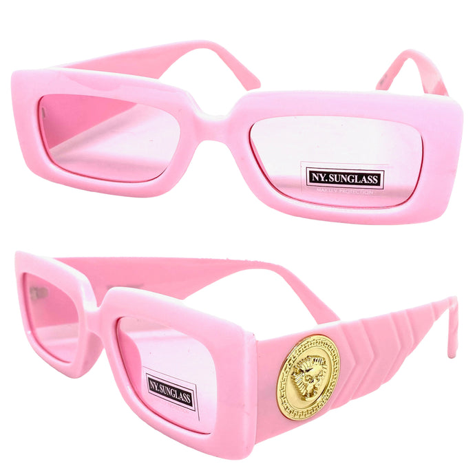 Classic Luxury Retro Hip Hop Style SUNGLASSES Large Thick Pink Frame 9817