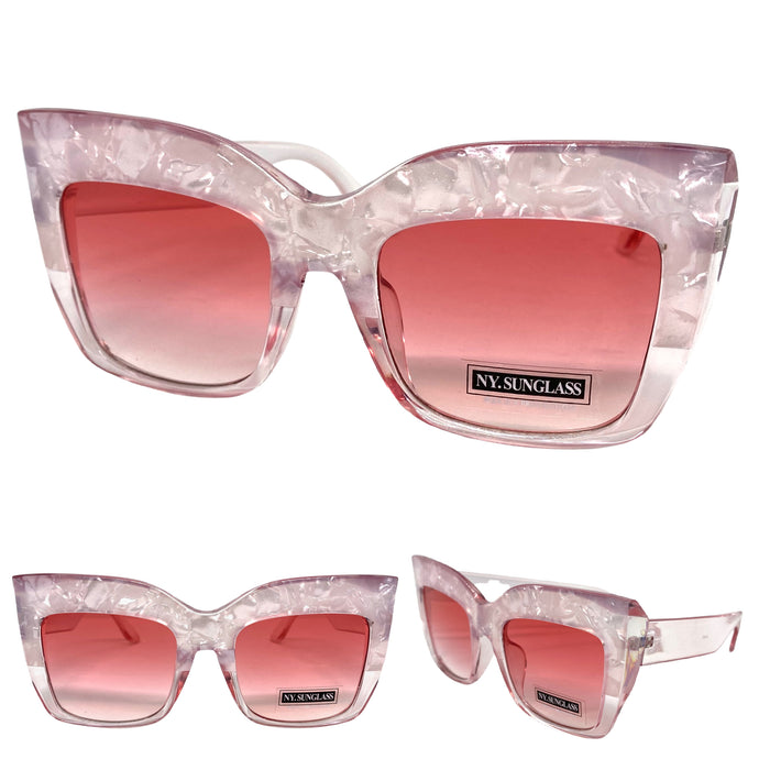 Oversized Exaggerated Retro Cat Eye Style SUNGLASSES Pink Frame 4745