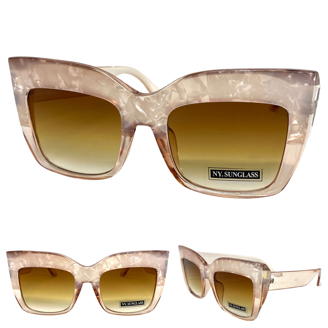 Oversized Exaggerated Retro Cat Eye Style SUNGLASSES Beige Frame 4745