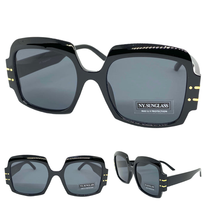 Oversized Retro Hip Hop Style SUNGLASSES Large Square Black Frame 4744