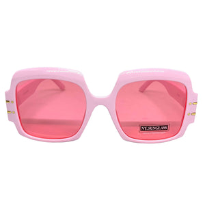 Oversized Retro Hip Hop Style SUNGLASSES Large Square Pink Frame 4744