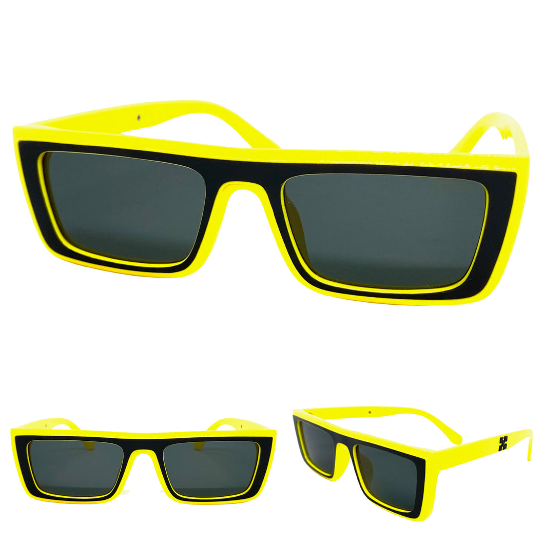 Classic Modern Retro Style SUNGLASSES Yellow Frame - Dark Lens 1240