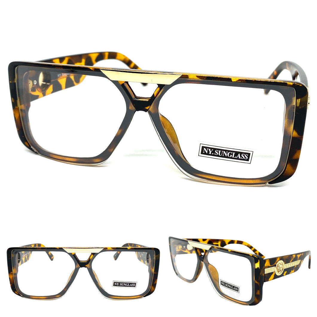 Classic Luxury Modern Retro Hip Hop Style Clear Lens EYEGLASSES Tortoise Frame 8036