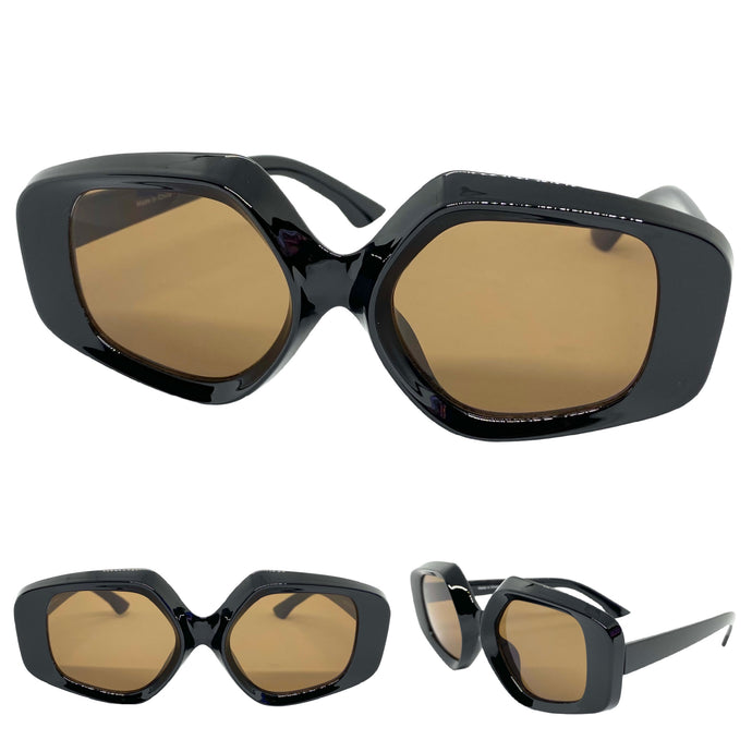 Exaggerated Vintage Retro Style SUNGLASSES Large Black Frame 1220