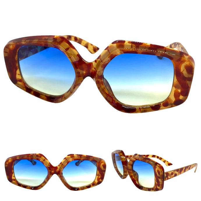 Exaggerated Vintage Retro Style SUNGLASSES Large Tortoise Frame 1220