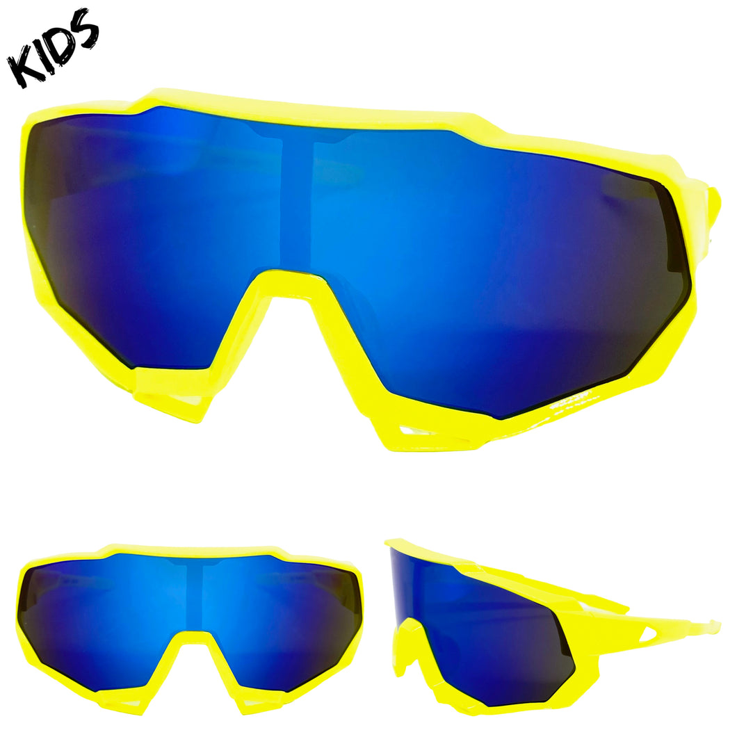 Kids Boys Retro Sporty Baseball Cycling Wrap Around Style SUNGLASSES Ages 6-12