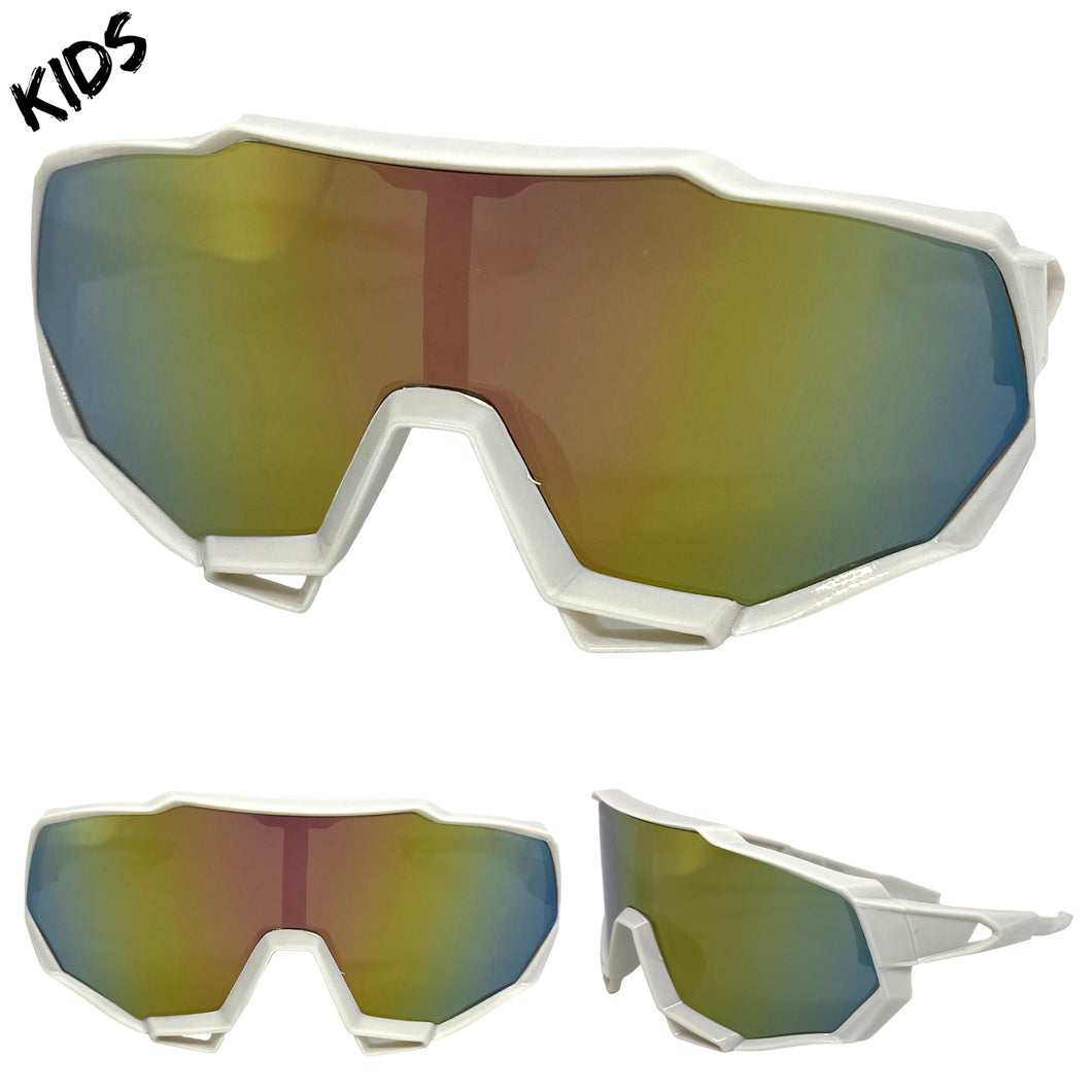 Kids Boys Retro Sporty Baseball Cycling Wrap Around Style SUNGLASSES Ages 6-12