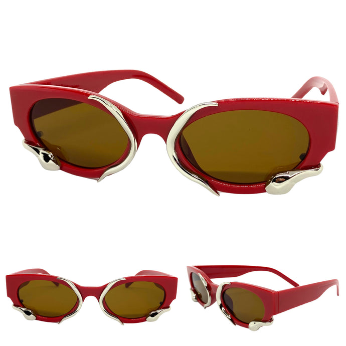 Classy Elegant Modern Retro Style SUNGLASSES Red Frame 1185