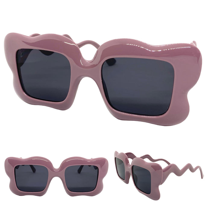 Oversized Exaggerated Vintage Retro Style SUNGLASSES Funky Purple Frame 80559