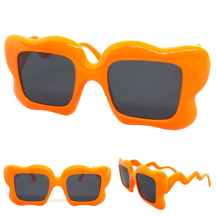 Oversized Exaggerated Vintage Retro Style SUNGLASSES Funky Orange Frame 80559