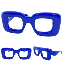 Oversized Exaggerated Retro Clear Lens EYEGLASSES Large Blue Optical Frame - RX Capable 80554