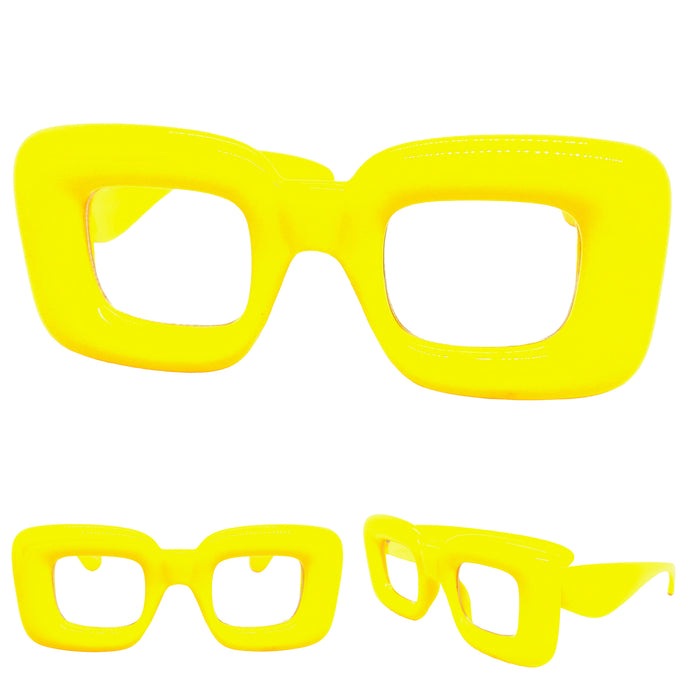 Oversized Exaggerated Retro Clear Lens EYEGLASSES Large Yellow Optical Frame - RX Capable 80554