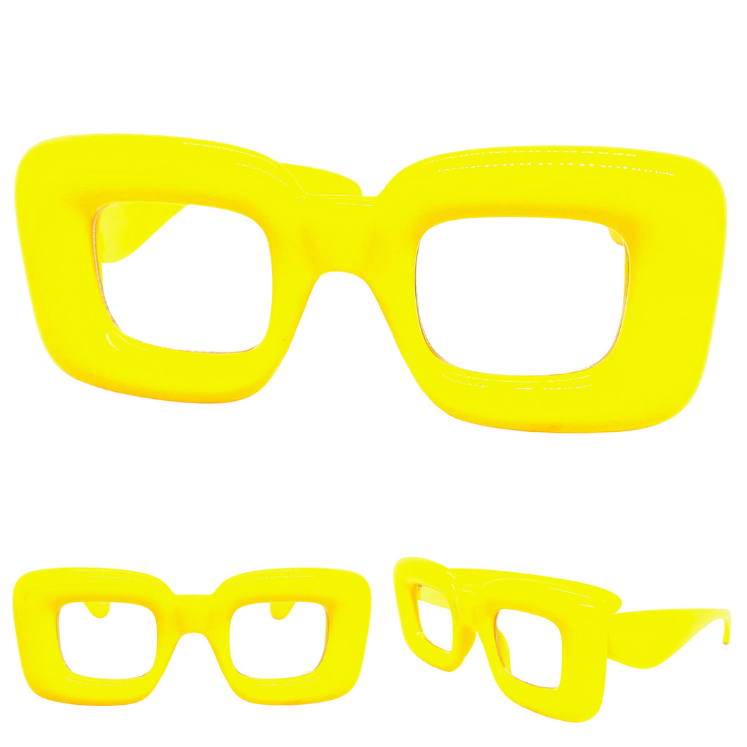 Oversized Exaggerated Retro Clear Lens EYEGLASSES Large Yellow Optical Frame - RX Capable 80554