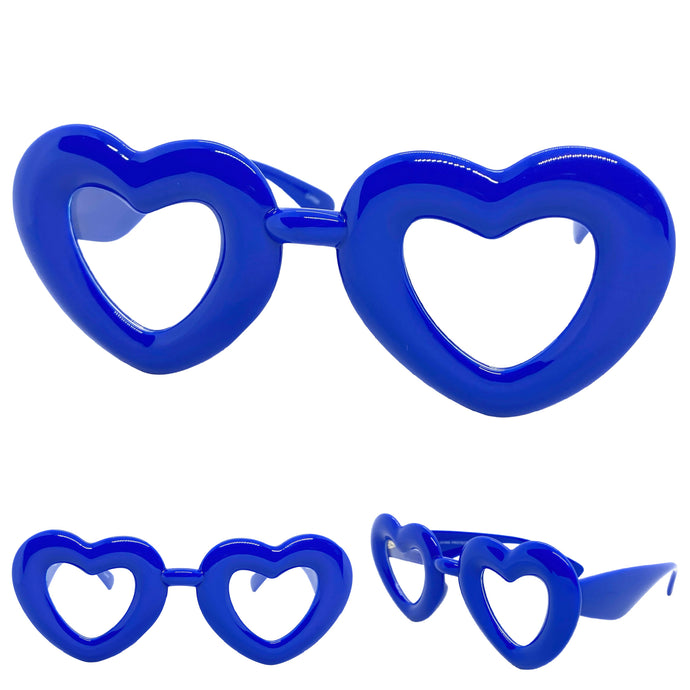 Exaggerated Retro Clear Lens EYEGLASSES Large Heart Shape Blue Frame 80557