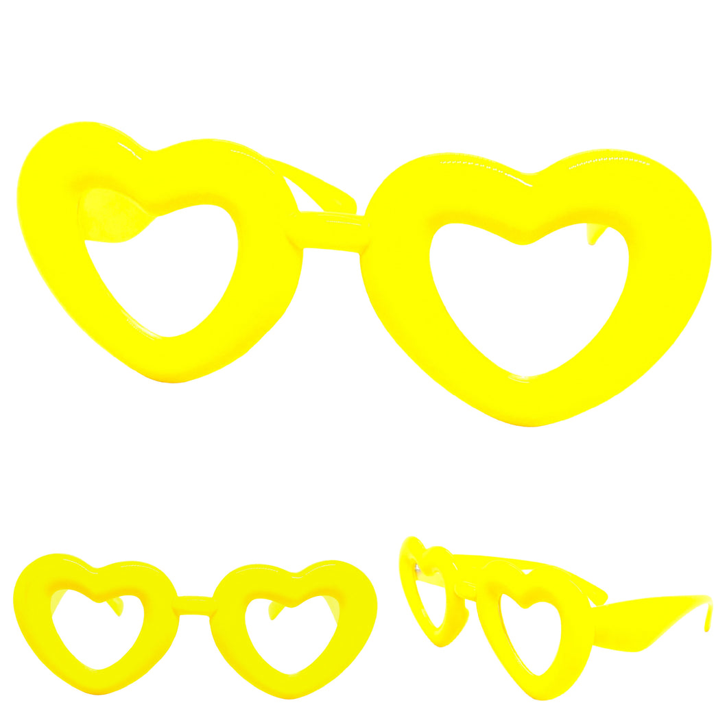 Exaggerated Retro Clear Lens EYEGLASSES Large Heart Shape Yellow Frame 80557