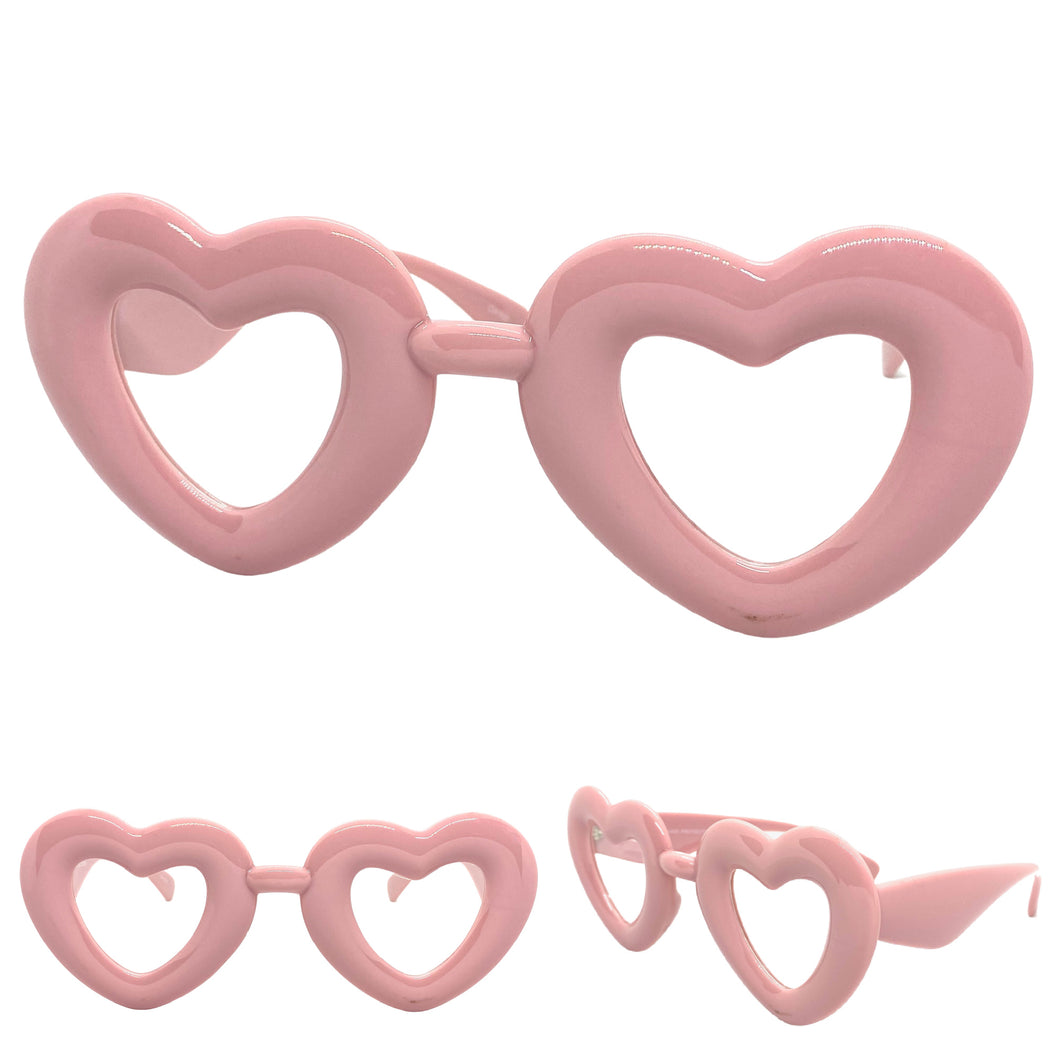 Exaggerated Retro Clear Lens EYEGLASSES Large Heart Shape Pink Frame 80557