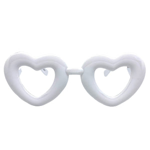 Exaggerated Retro Clear Lens EYEGLASSES Large Heart Shape White Frame 80557