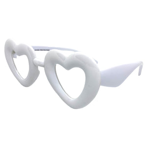 Exaggerated Retro Clear Lens EYEGLASSES Large Heart Shape White Frame 80557