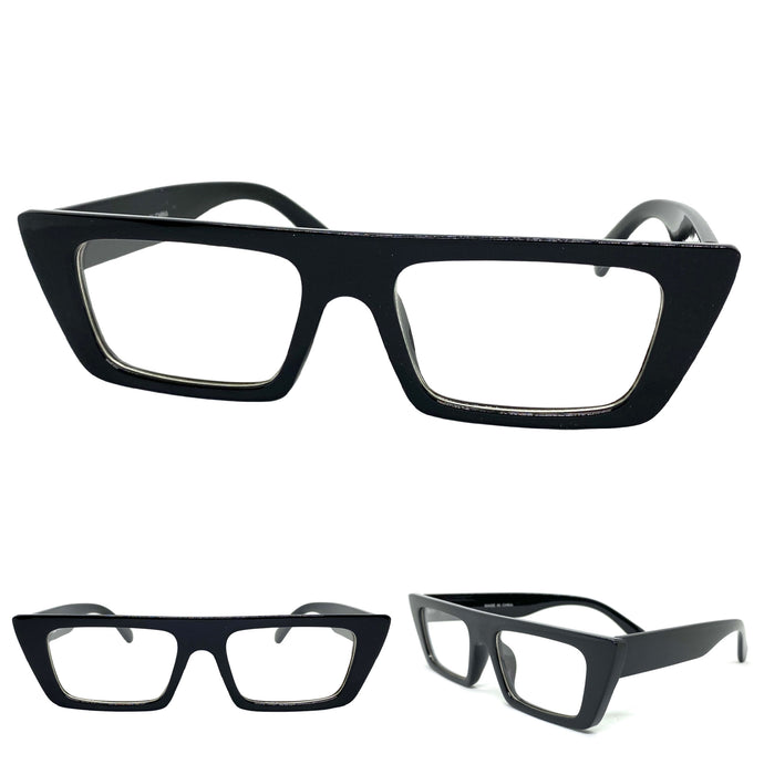 Contemporary Modern Style Clear Lens EYEGLASSES Black Optical Frame - RX Capable 81162