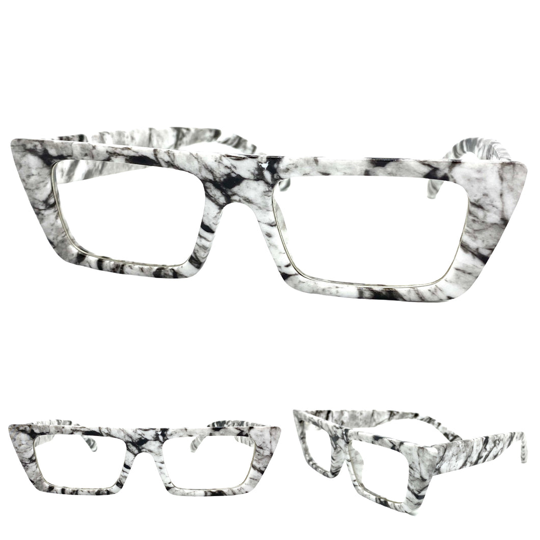 Contemporary Modern Style Clear Lens EYEGLASSES Marble Optical Frame - RX Capable 81162