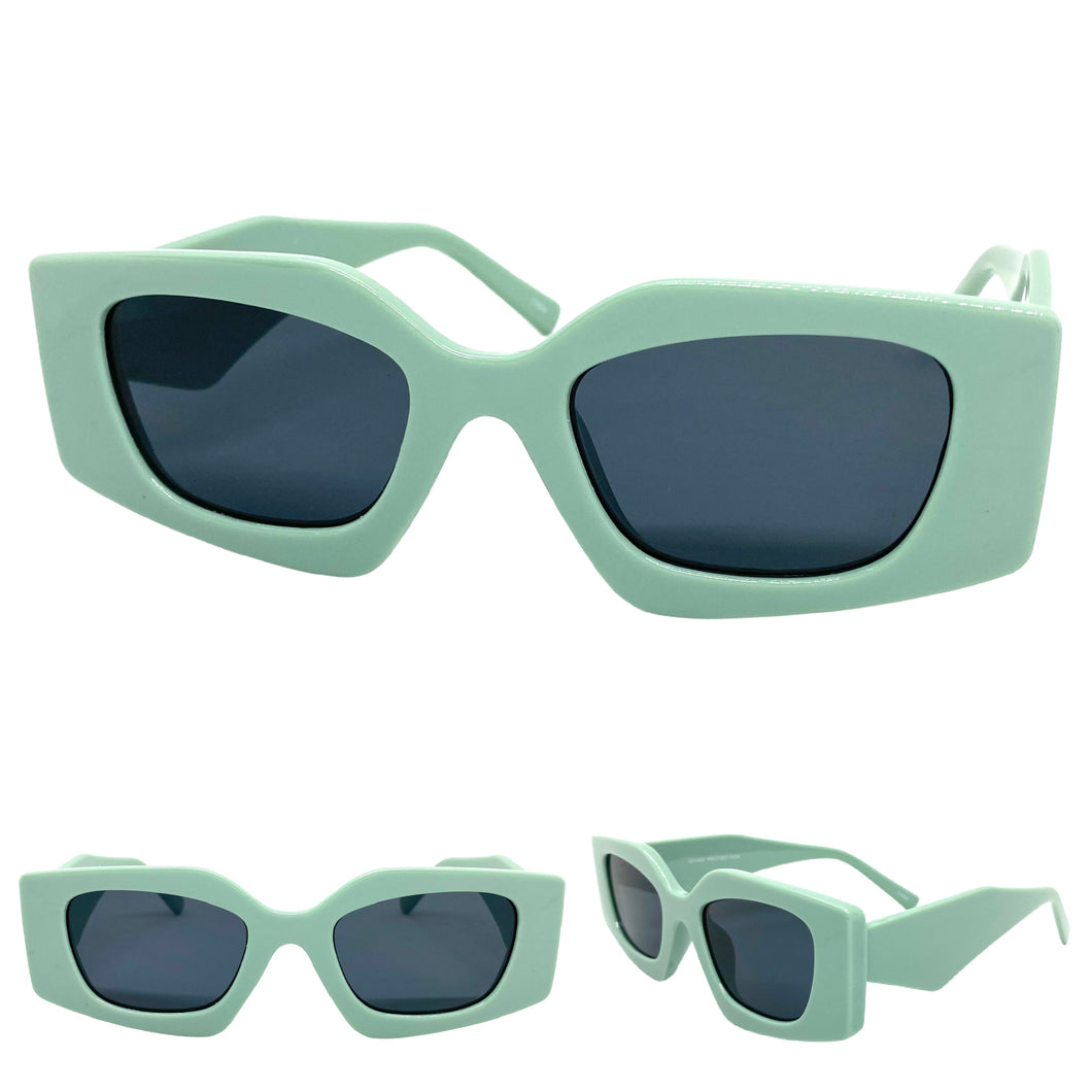 Classic Contemporary Modern Retro Style SUNGLASSES Pistachio Frame 80280